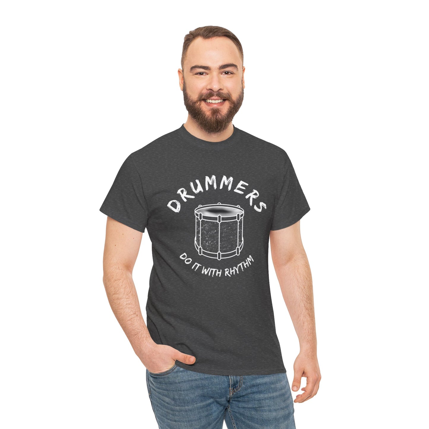 Drummer T-shirt - Do it with Rhythm - Heavy Cotton Tee (Unisex)