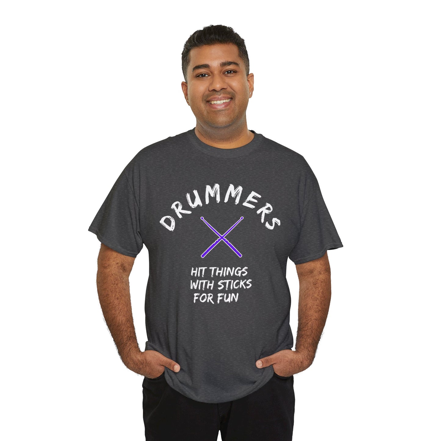 Drummer T-shirt - Hit things with sticks for fun - Heavy Cotton Tee (Unisex)