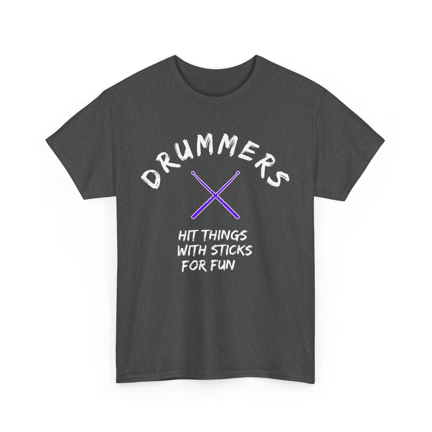 Drummer T-shirt - Hit things with sticks for fun - Heavy Cotton Tee (Unisex)