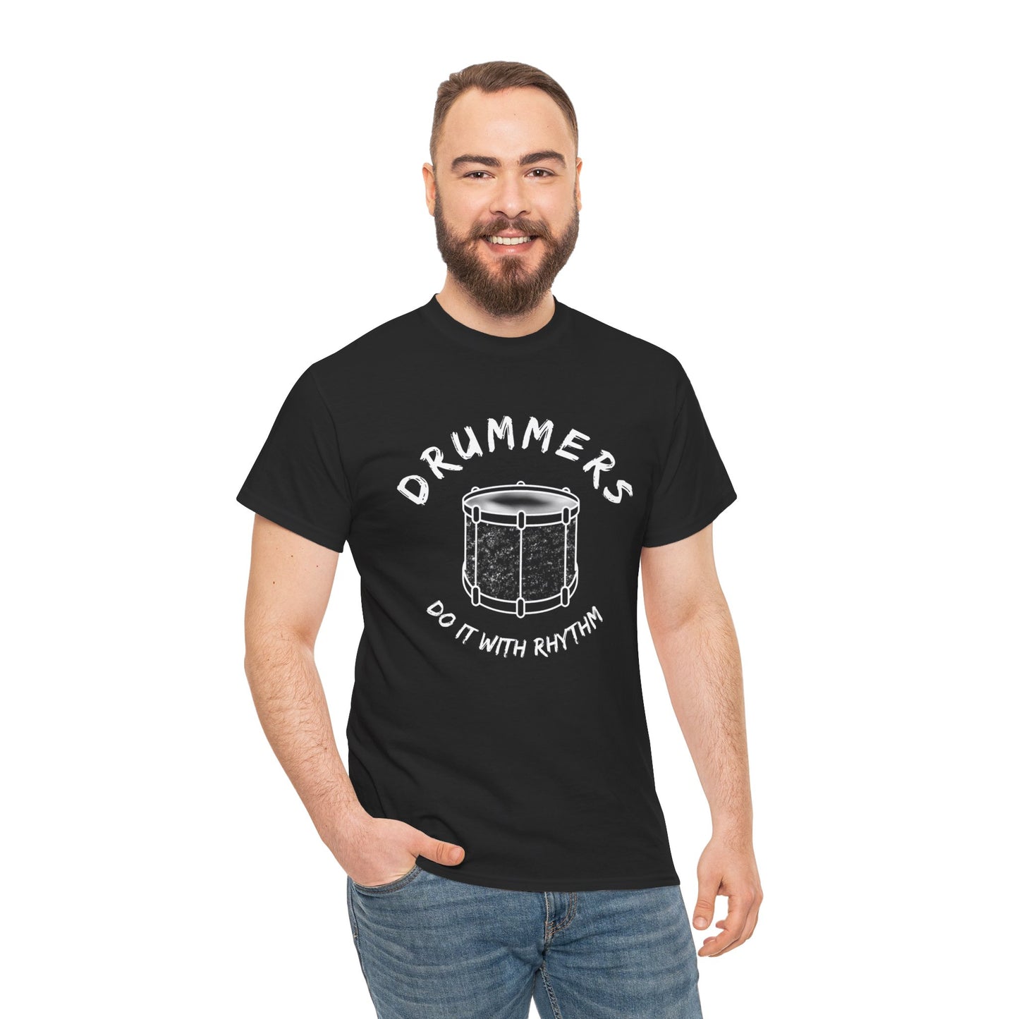 Drummer T-shirt - Do it with Rhythm - Heavy Cotton Tee (Unisex)