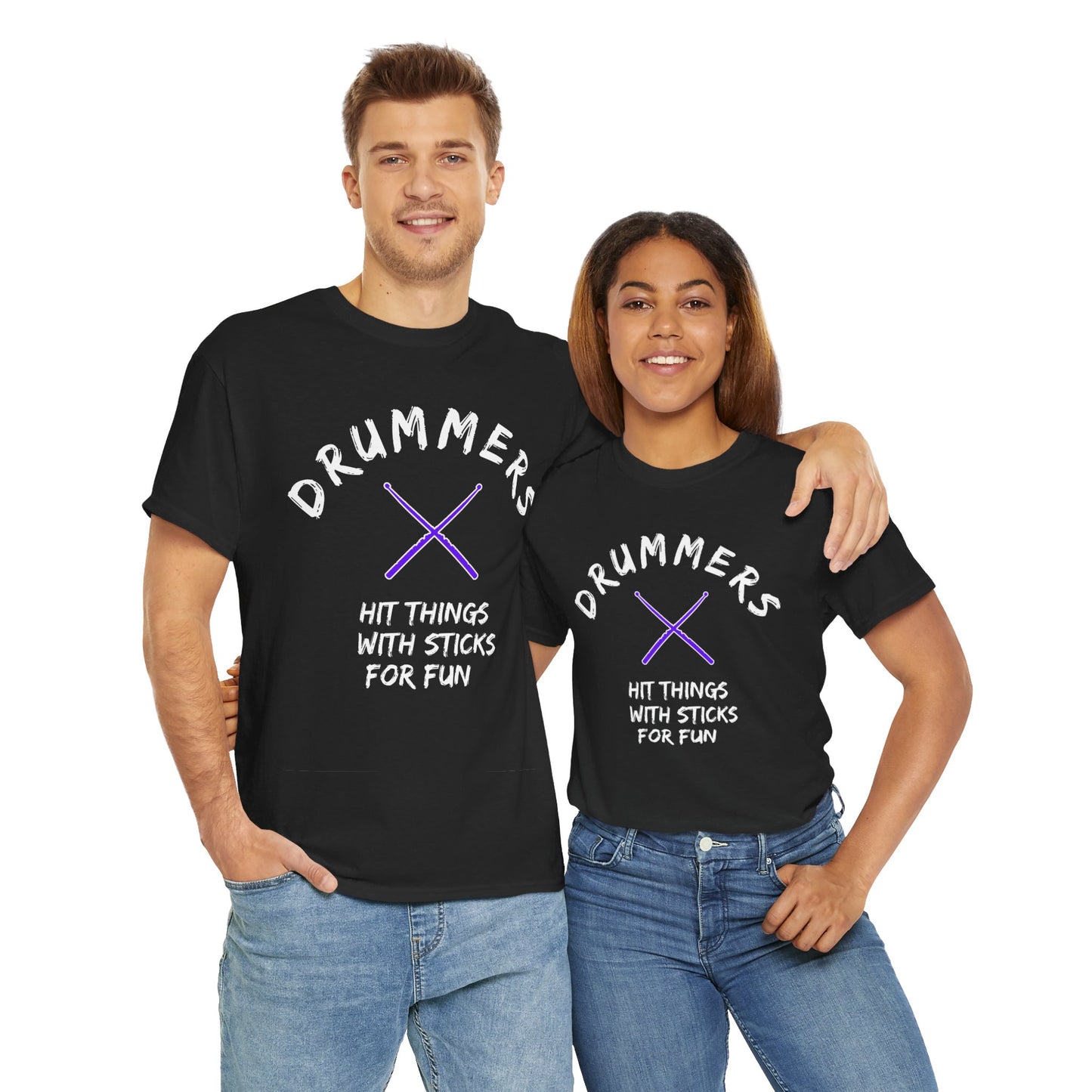 Drummer T-shirt - Hit things with sticks for fun - Heavy Cotton Tee (Unisex)