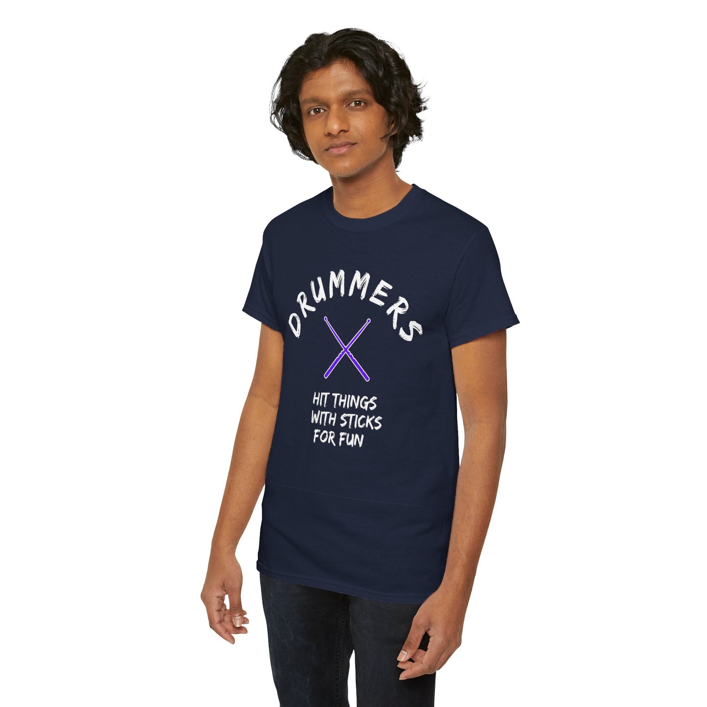 Drummer T-shirt - Hit things with sticks for fun - Heavy Cotton Tee (Unisex)
