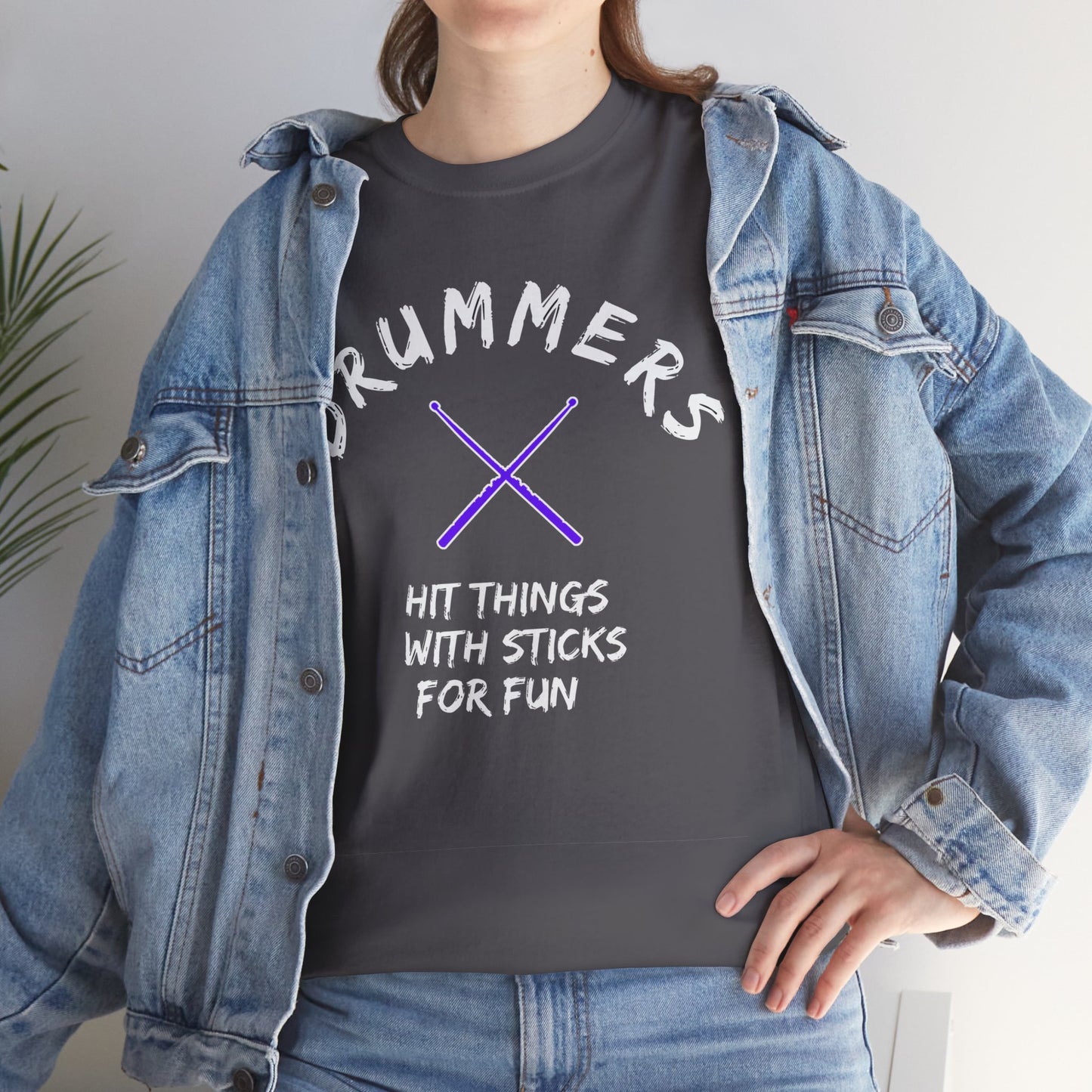 Drummer T-shirt - Hit things with sticks for fun - Heavy Cotton Tee (Unisex)
