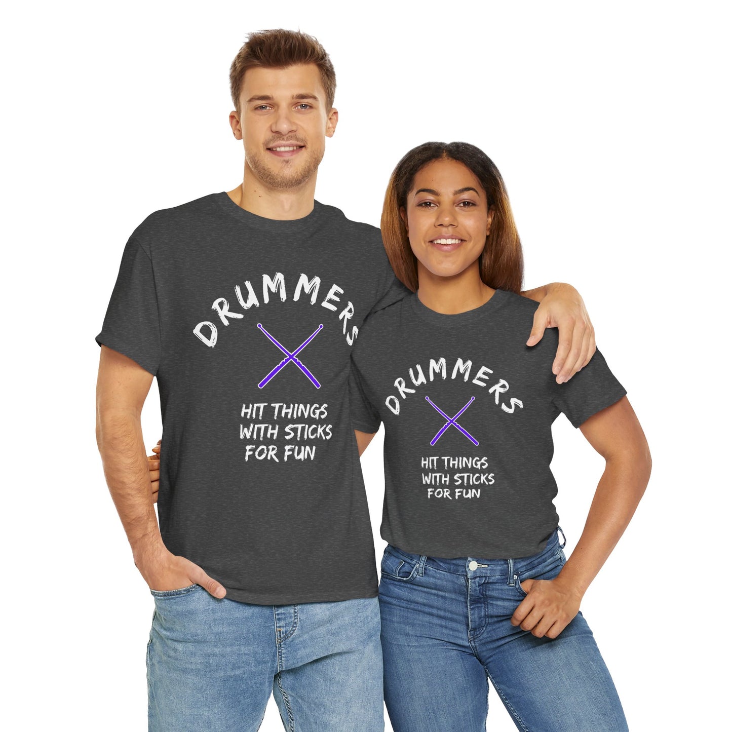 Drummer T-shirt - Hit things with sticks for fun - Heavy Cotton Tee (Unisex)