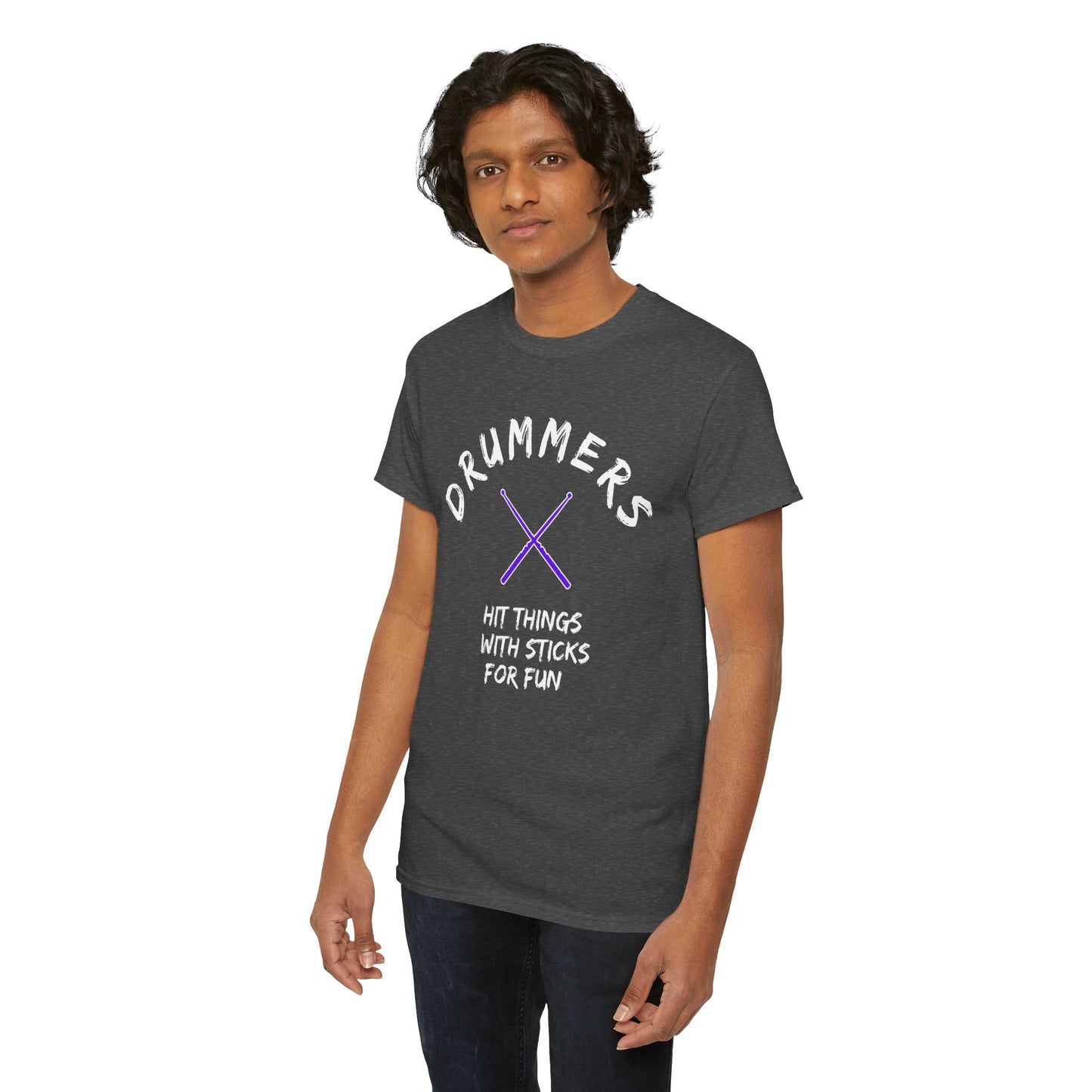 Drummer T-shirt - Hit things with sticks for fun - Heavy Cotton Tee (Unisex)