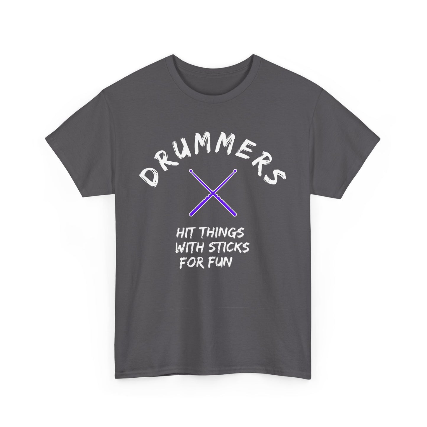 Drummer T-shirt - Hit things with sticks for fun - Heavy Cotton Tee (Unisex)