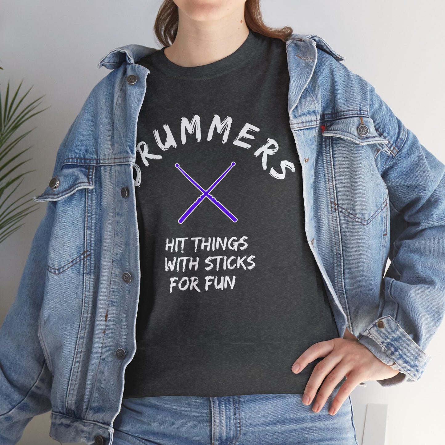 Drummer T-shirt - Hit things with sticks for fun - Heavy Cotton Tee (Unisex)