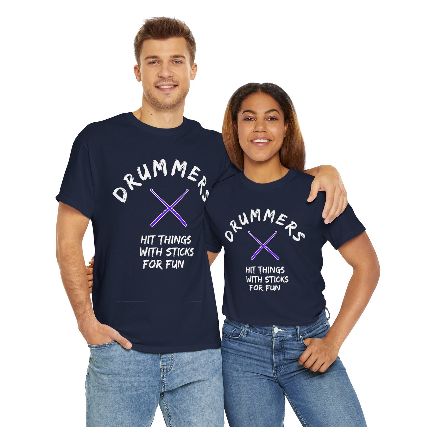 Drummer T-shirt - Hit things with sticks for fun - Heavy Cotton Tee (Unisex)