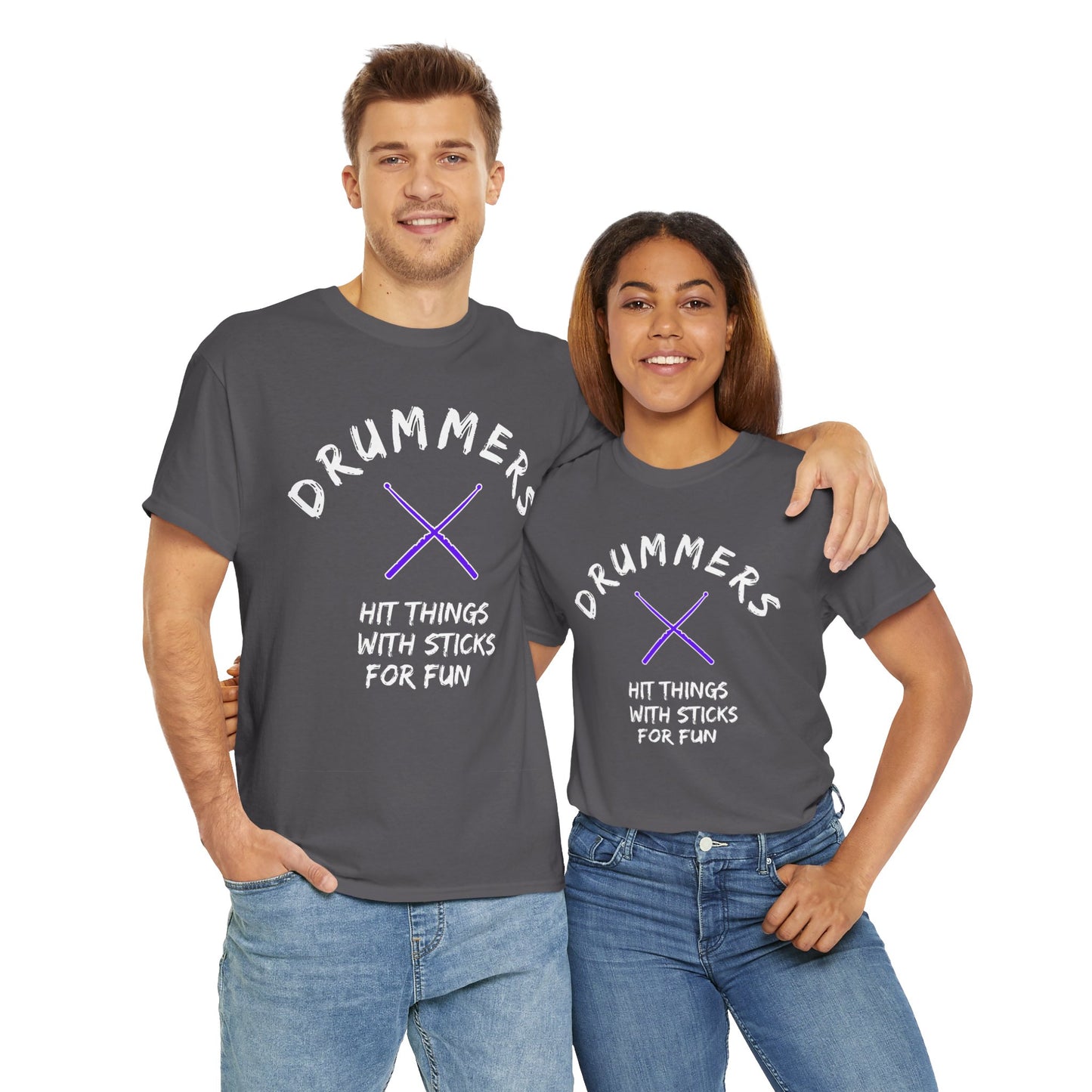Drummer T-shirt - Hit things with sticks for fun - Heavy Cotton Tee (Unisex)