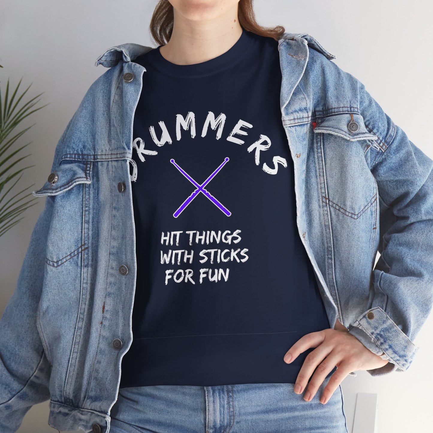 Drummer T-shirt - Hit things with sticks for fun - Heavy Cotton Tee (Unisex)