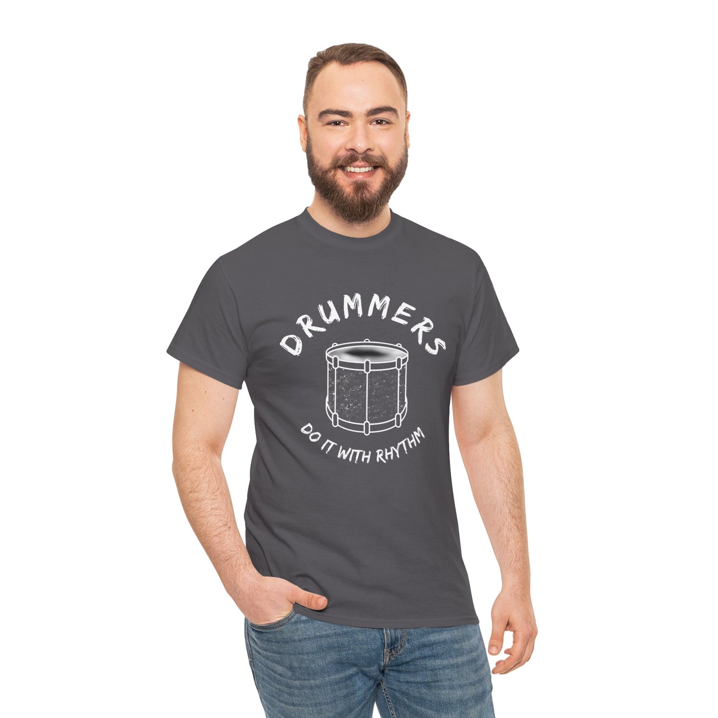 Drummer T-shirt - Do it with Rhythm - Heavy Cotton Tee (Unisex)