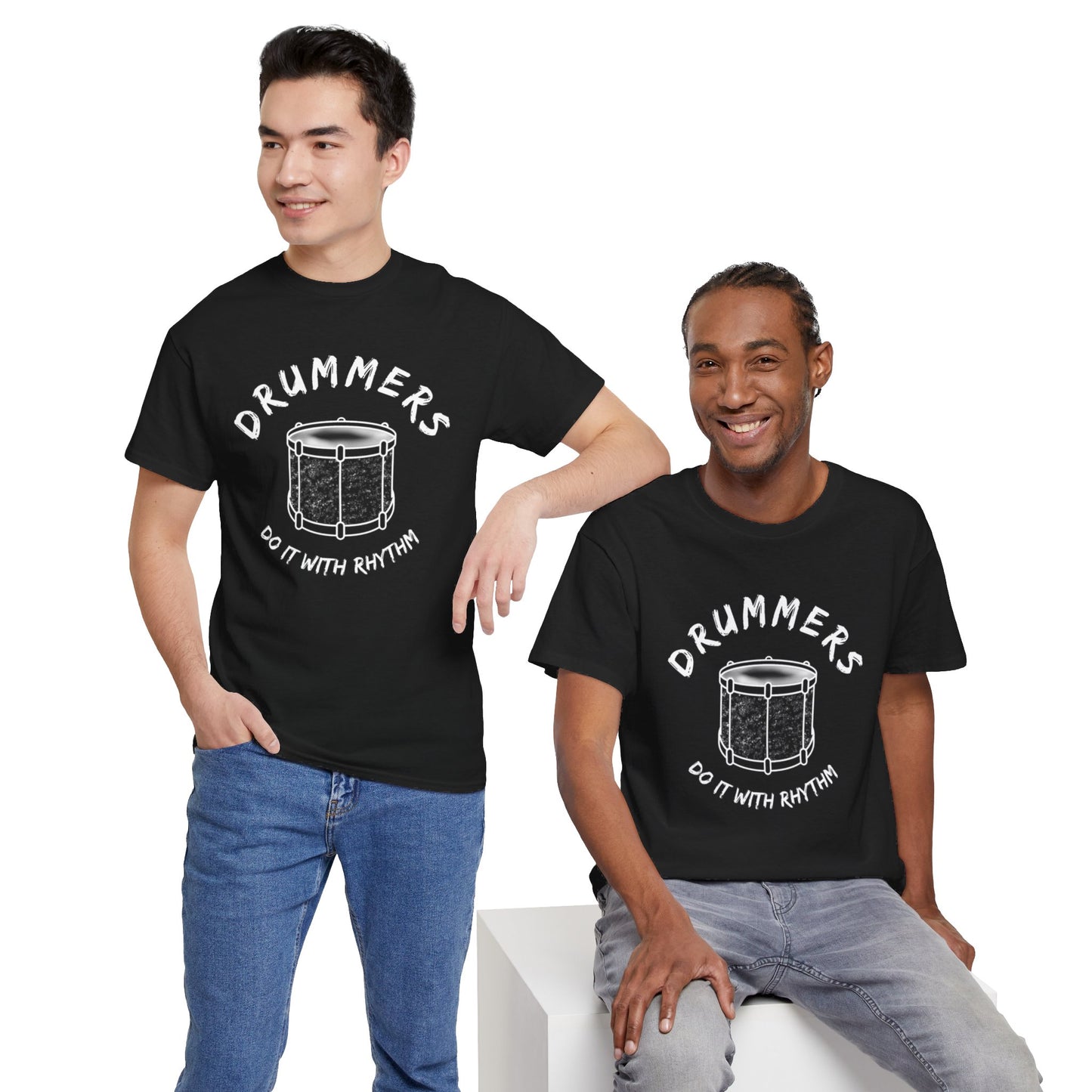 Drummer T-shirt - Do it with Rhythm - Heavy Cotton Tee (Unisex)