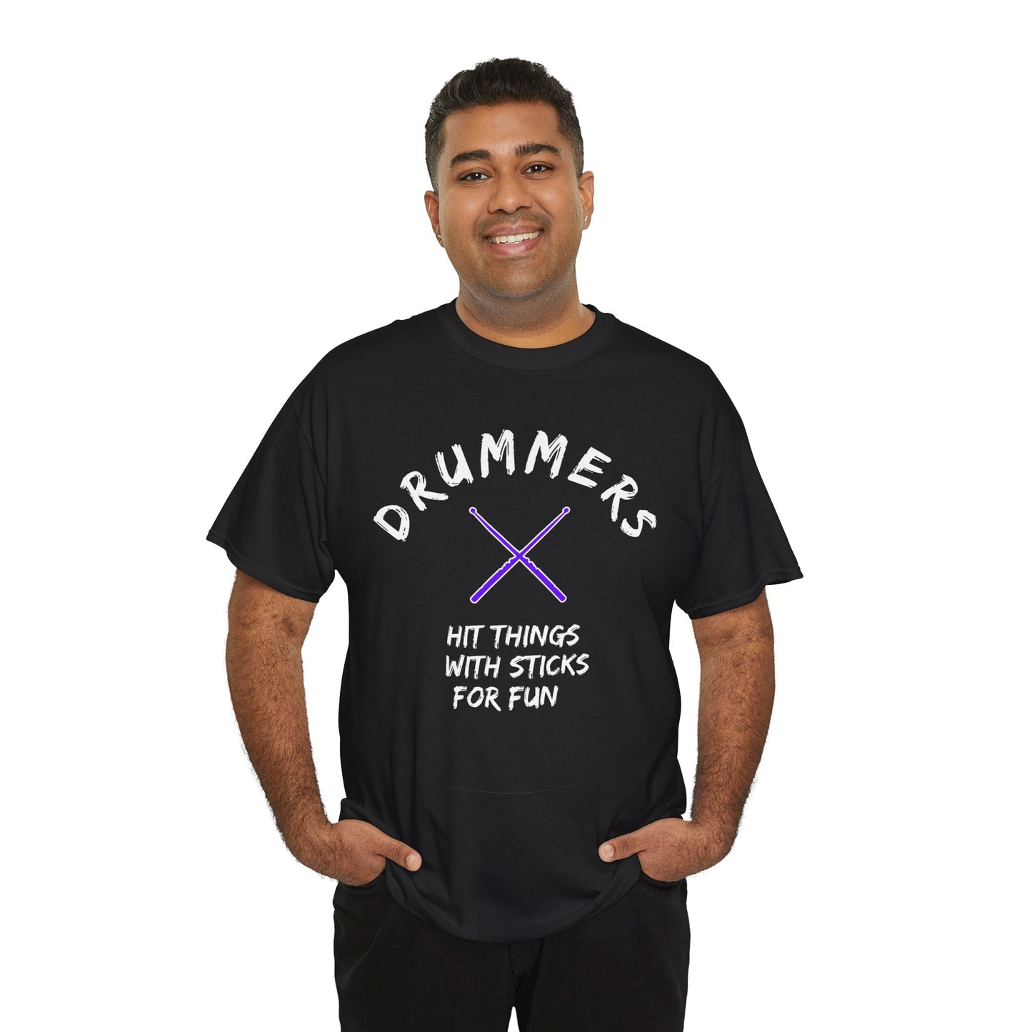 Drummer T-shirt - Hit things with sticks for fun - Heavy Cotton Tee (Unisex)