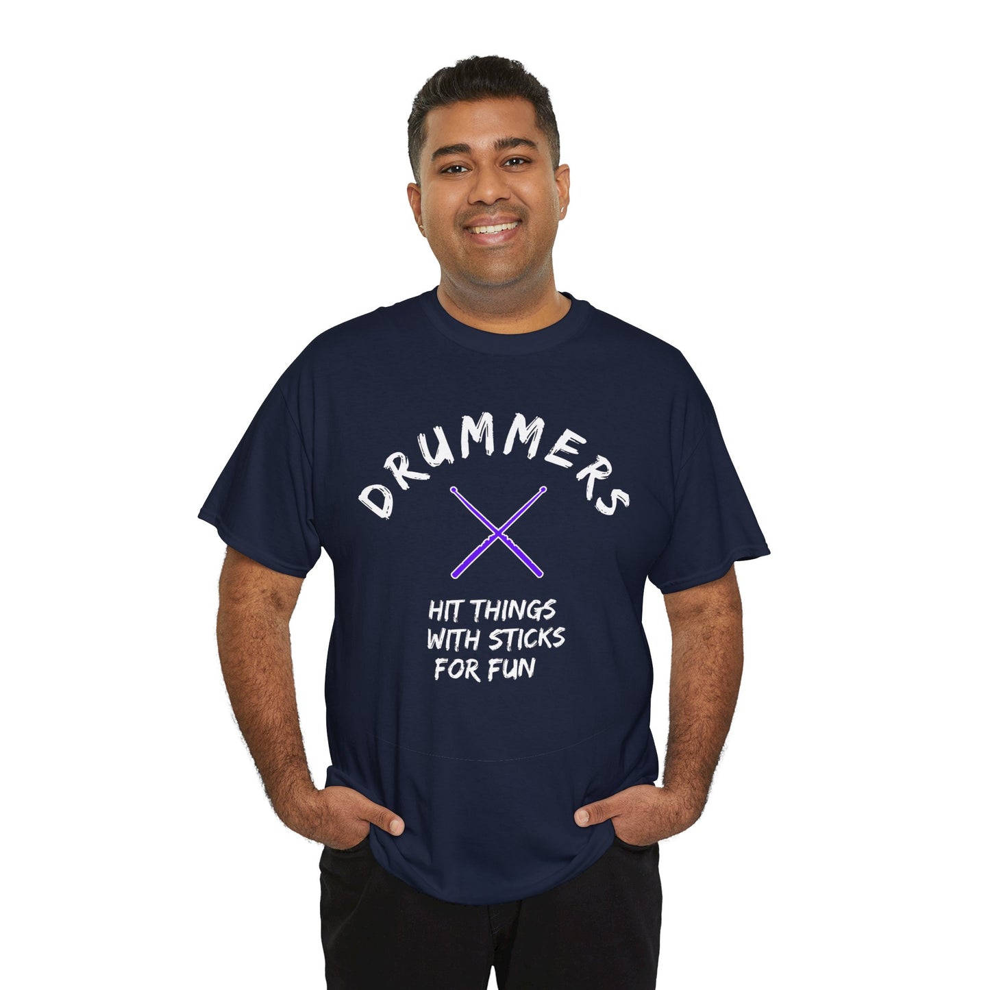Drummer T-shirt - Hit things with sticks for fun - Heavy Cotton Tee (Unisex)
