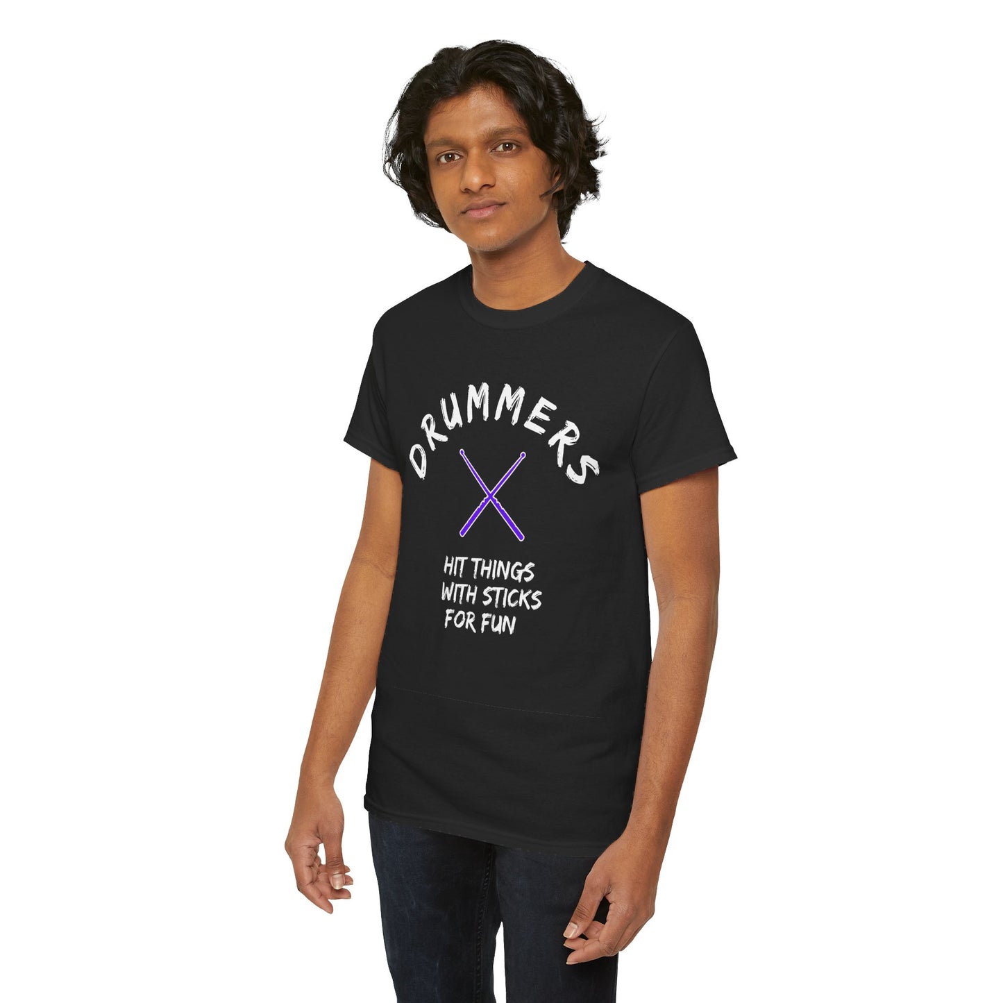 Drummer T-shirt - Hit things with sticks for fun - Heavy Cotton Tee (Unisex)