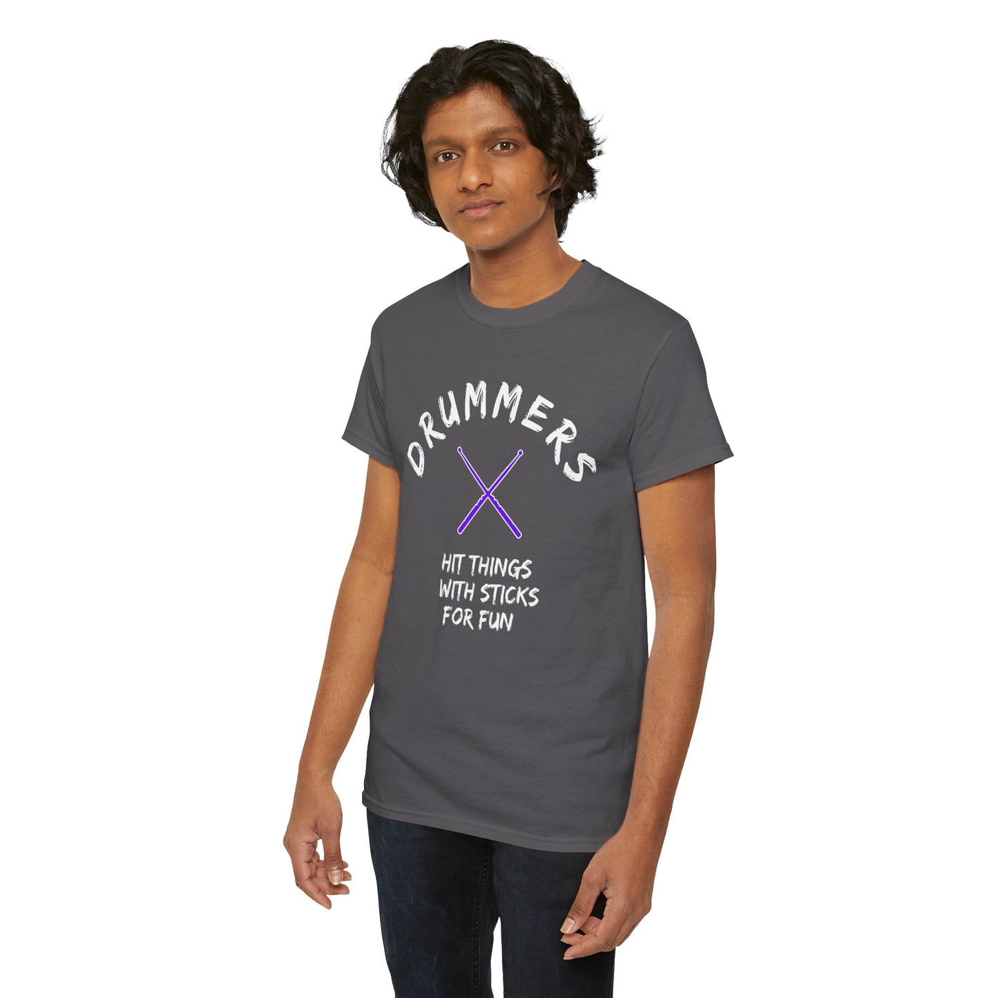 Drummer T-shirt - Hit things with sticks for fun - Heavy Cotton Tee (Unisex)