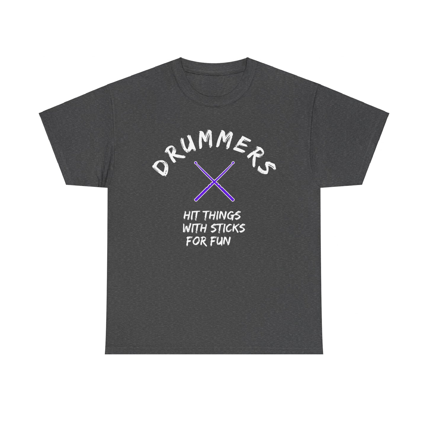 Drummer T-shirt - Hit things with sticks for fun - Heavy Cotton Tee (Unisex)