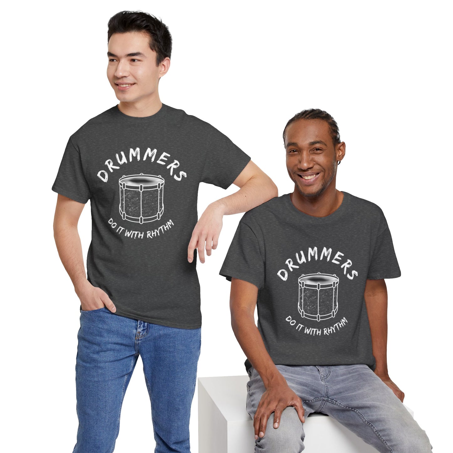Drummer T-shirt - Do it with Rhythm - Heavy Cotton Tee (Unisex)