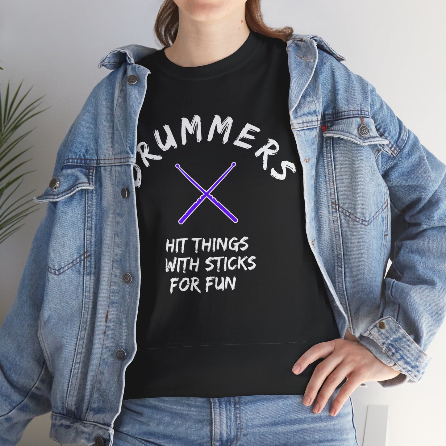 Drummer T-shirt - Hit things with sticks for fun - Heavy Cotton Tee (Unisex)